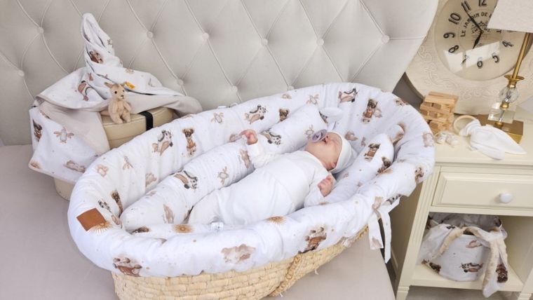 MimiNu, Misie, poduszka ergonomiczna, beż