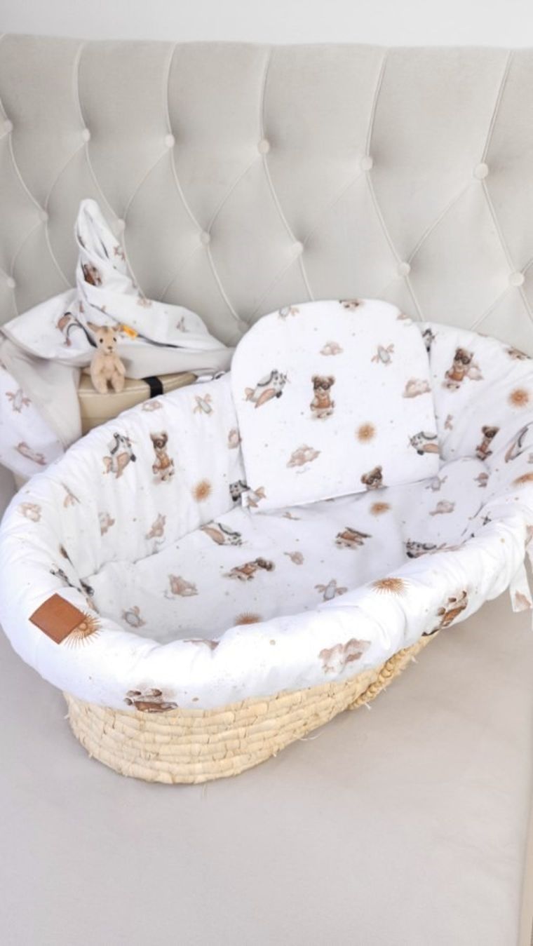 MimiNu, Misie, prześcieradło do kołyski, beż, 40-90 cm