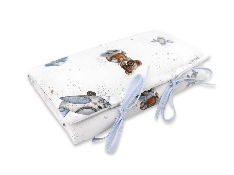 MimiNu, Misie, przewijak mobilny, bawełna, błękit, 70-50 cm