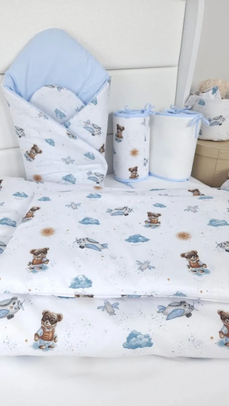 MimiNu, Misie, rożek niemowlęcy, błękit, 75-75 cm