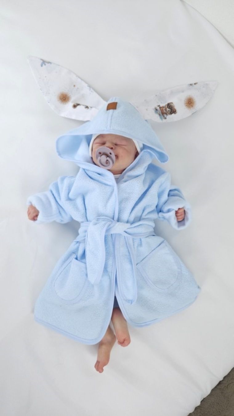 MimiNu, Misie, szlafrok termofrotte, błękit, rozmiar 86