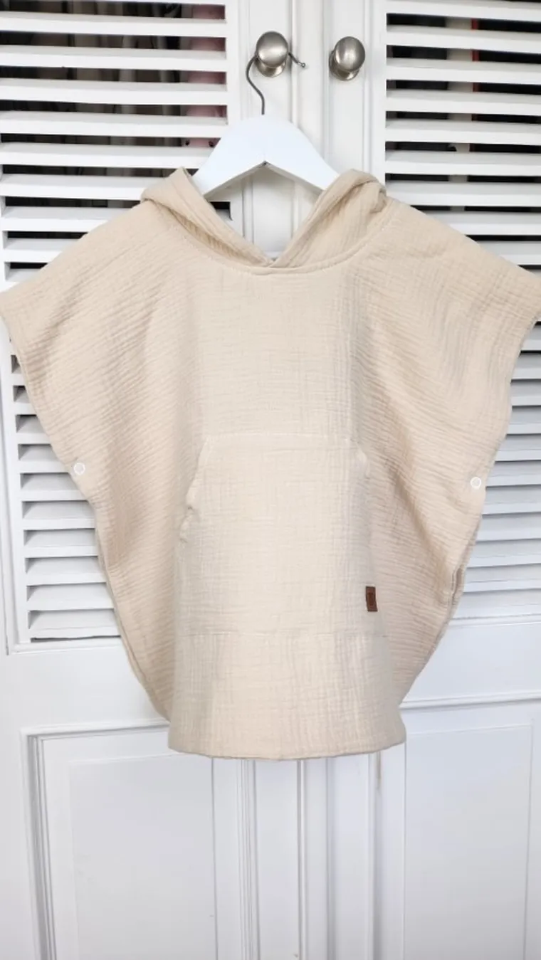 MimiNu, muślinowe ponczo plażowe, szybkoschnące, ciepły beż, 1-4 l.