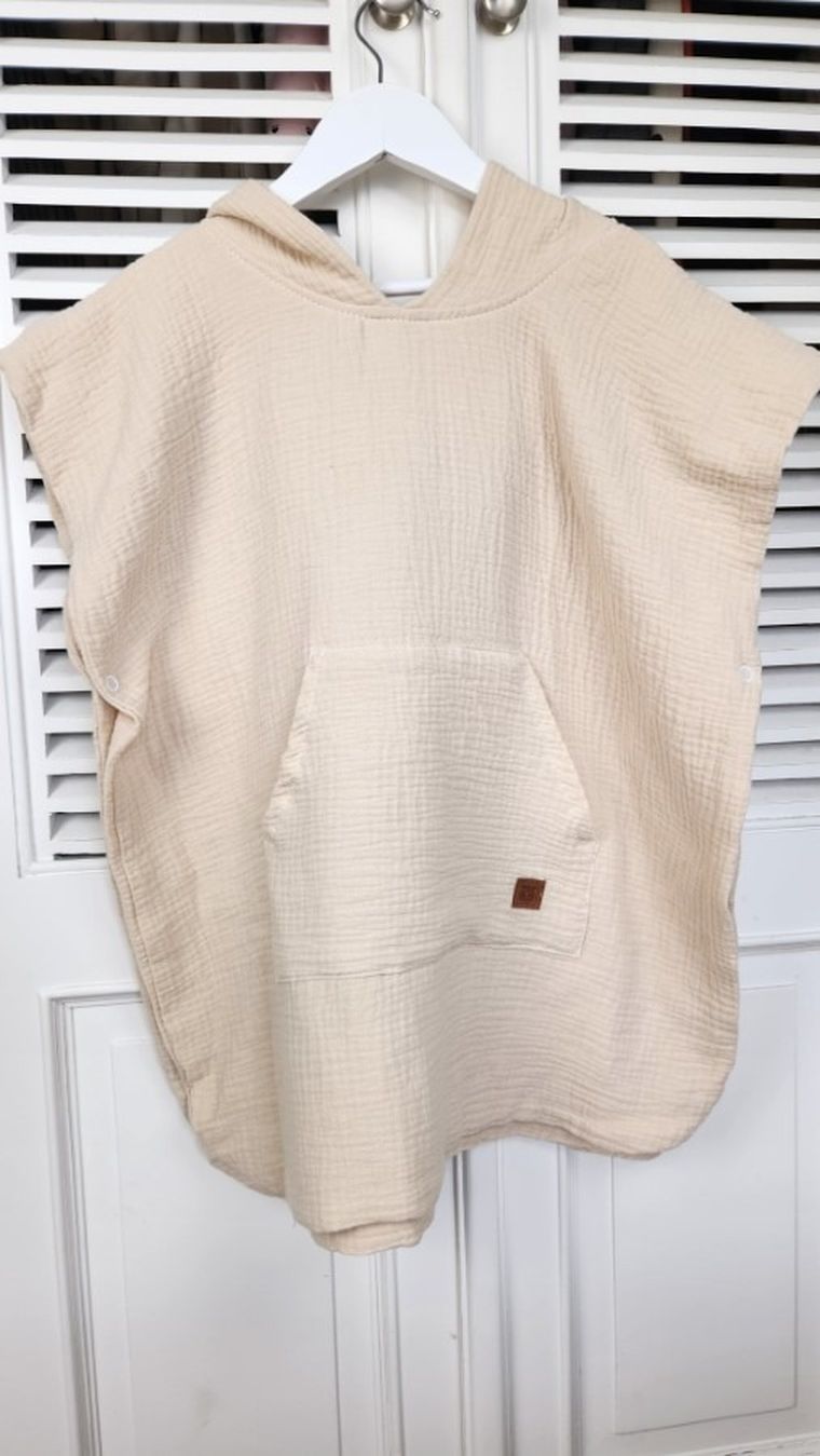 MimiNu, muślinowe ponczo plażowe, szybkoschnące, ciepły beż, 4-7 l.