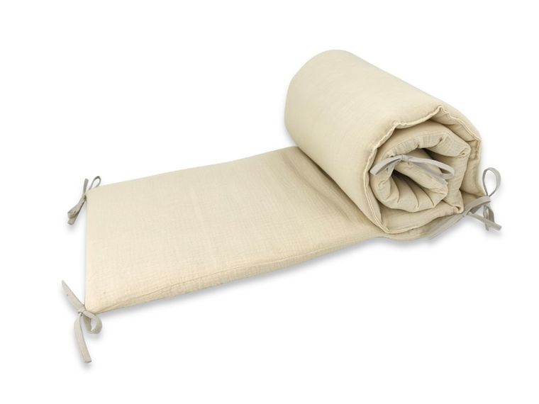 MimiNu, ochraniacz do łóżeczka, muślin, ciepły beż, 180-30 cm