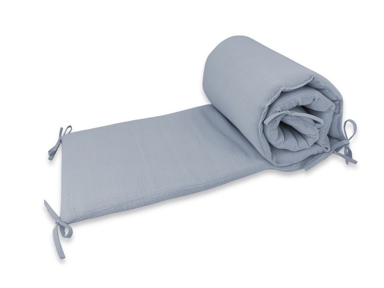 MimiNu, ochraniacz do łóżeczka, muślin, jeans, 180-30 cm