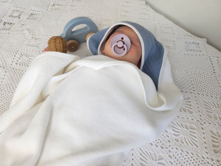 MimiNu, okrycie kąpielowe, muślin, jeans, 100-100 cm