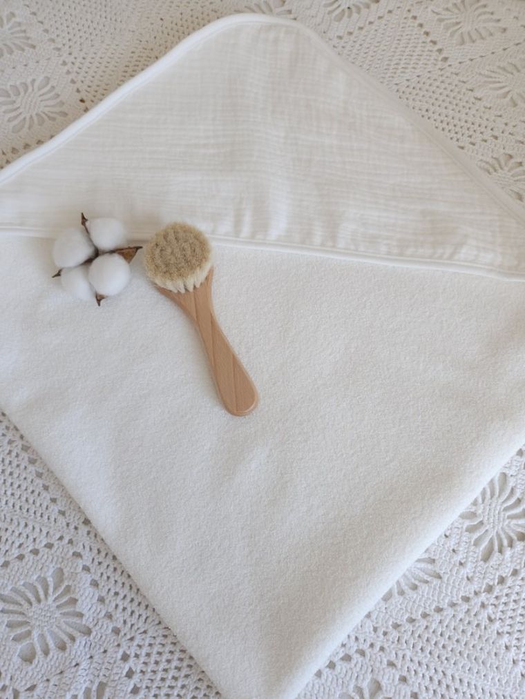 MimiNu, okrycie kąpielowe, muślin, śmietanka, 100-100 cm