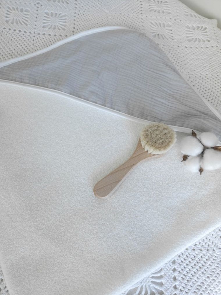 MimiNu, okrycie kąpielowe, muślin, szary, 100-100 cm