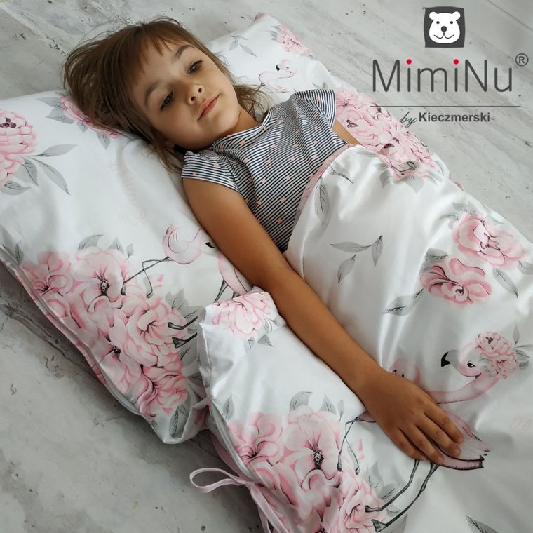 MimiNu, Peonie, śpiworek dla przedszkolaka, różowy