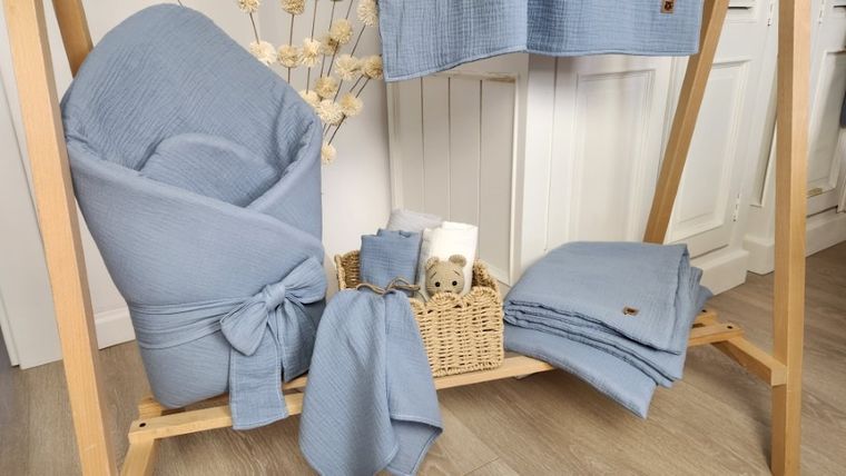 MimiNu, pieluszka muślinowa, jeans, 30-30 cm, 2 szt.