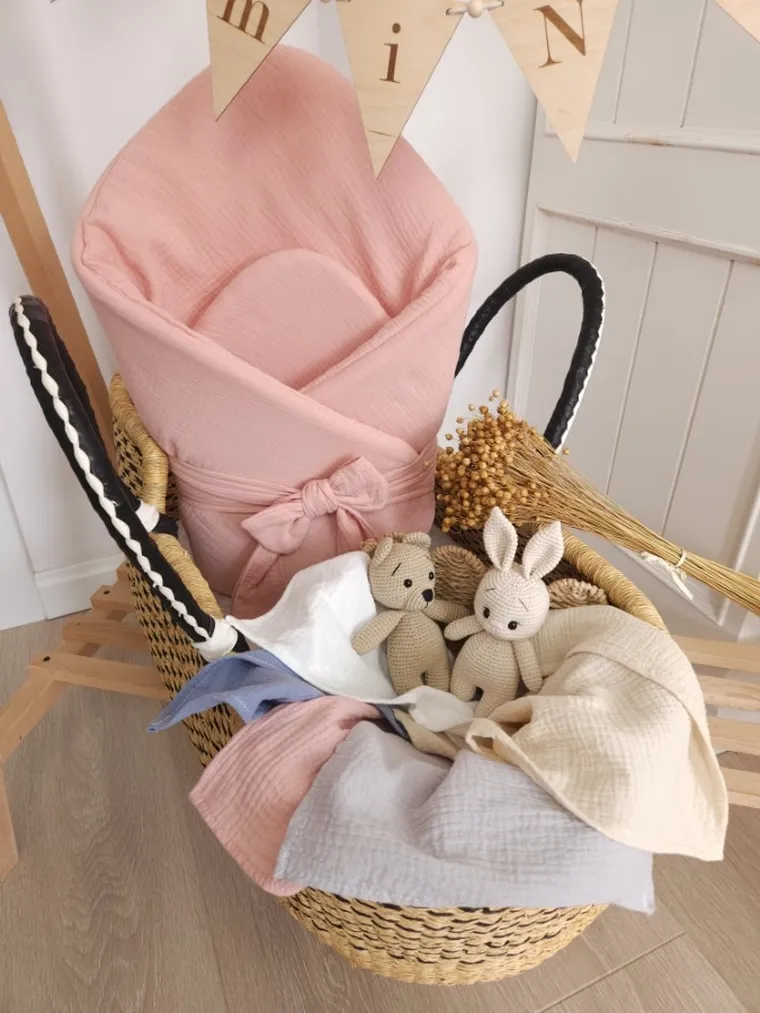 MimiNu, pieluszka muślinowa, pudrowy róż, 30-30 cm, 2 szt.