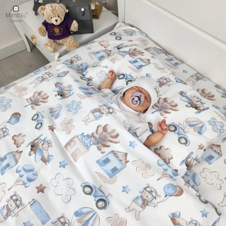 MimiNu, Piloci, 2-częściowy komplet pościeli, błękitny, 100-135 cm