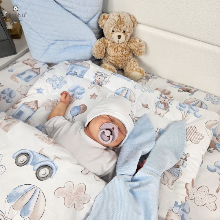 MimiNu, Piloci, 2-częściowy komplet pościeli drukowanej z wypełnieniem, błękitna, 100-135 cm