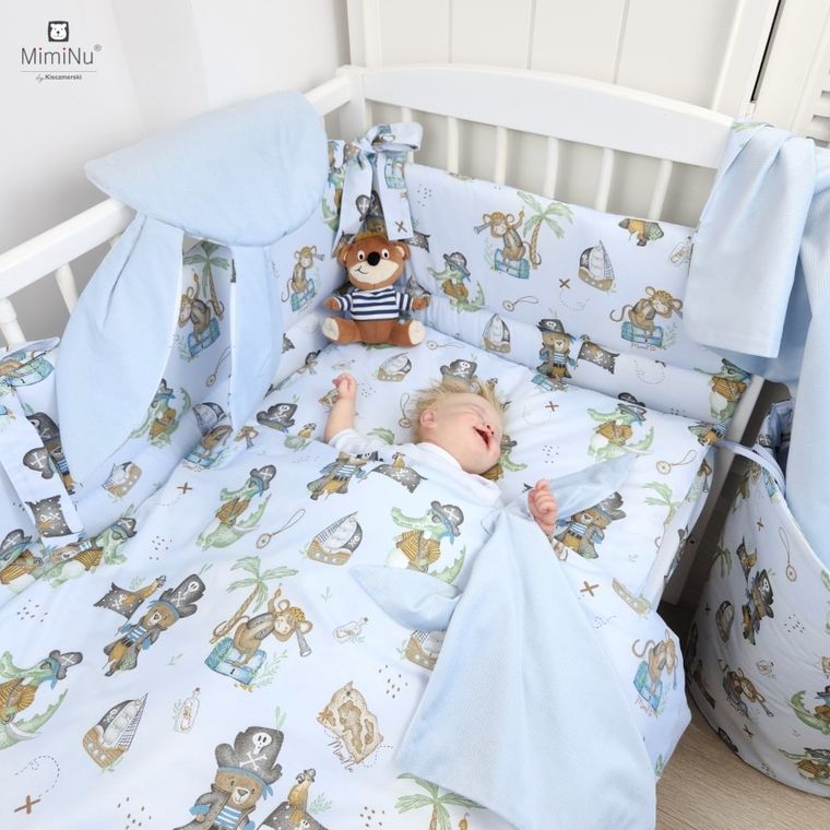 MimiNu, Piraci, 3-częściowy komplet pościeli, błękit, 100-135 cm