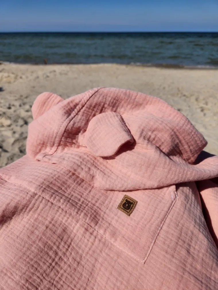 MimiNu, ponczo plażowe, szybkoschnące, rozmiar 1-4, muślin, pudrowy róż