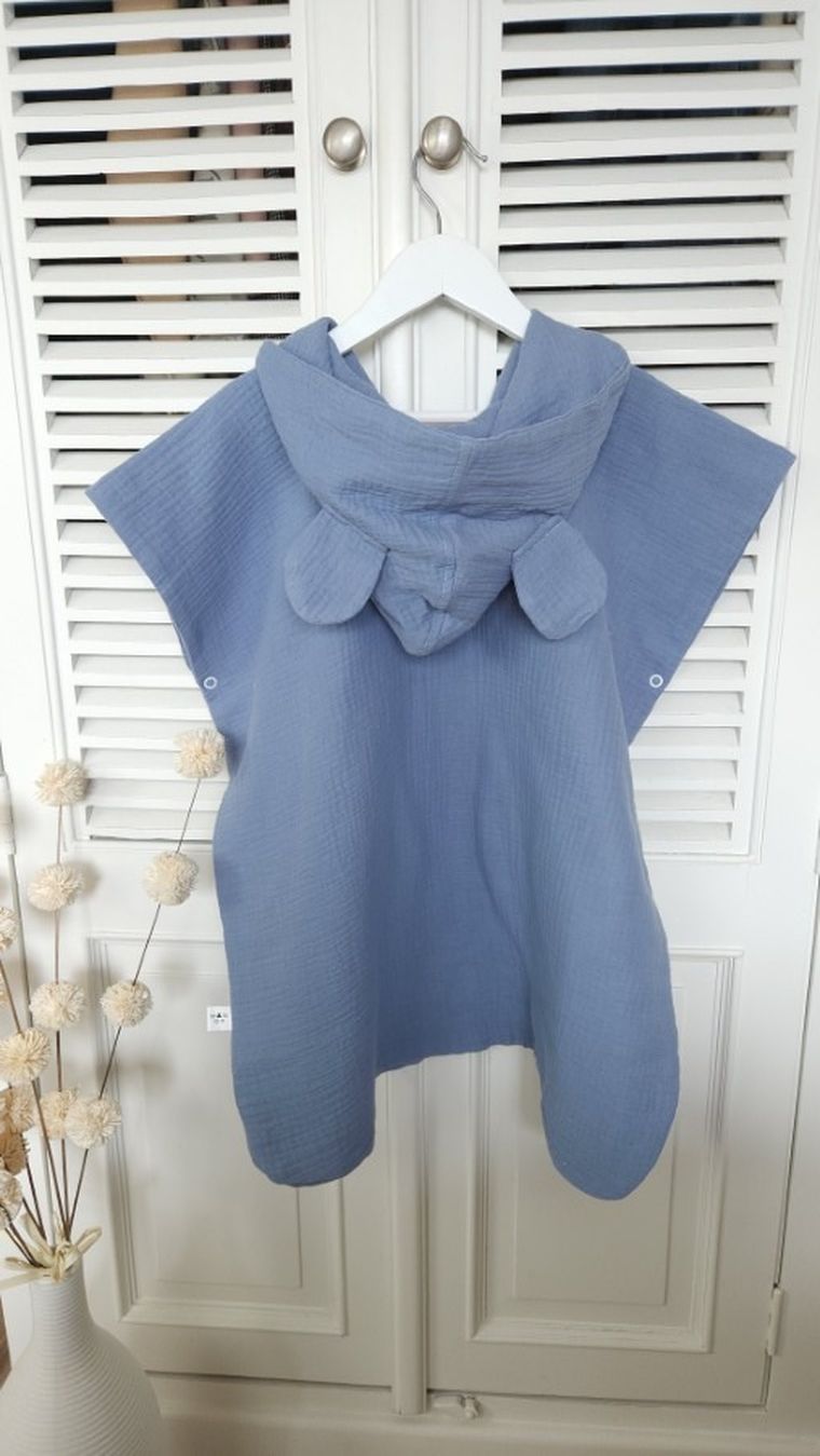 MimiNu, ponczo plażowe, szybkoschnące, rozmiar 4-7, muślin, jeans