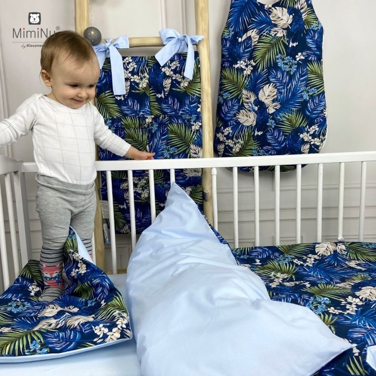 MimiNu, prześcieradło z gumką, jersey, błękitne, 60-120 cm