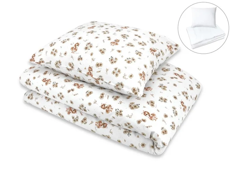 MimiNu, Quattro, Kaczuszki, 2-częściowy komplet pościeli z wypełnieniem, beż, 100-160 cm