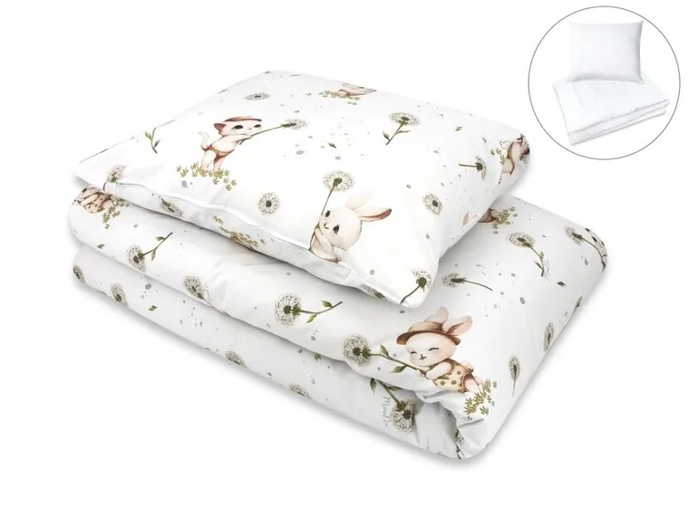 MimiNu, Quattro, Kotki, 2-częściowy komplet pościeli z wypełnieniem, beż, 100-160 cm