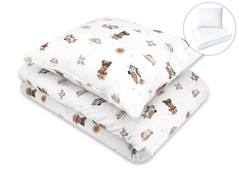 MimiNu, Quattro, Misie, 2-częściowy komplet pościeli z wypełnieniem, beż, 100-160 cm