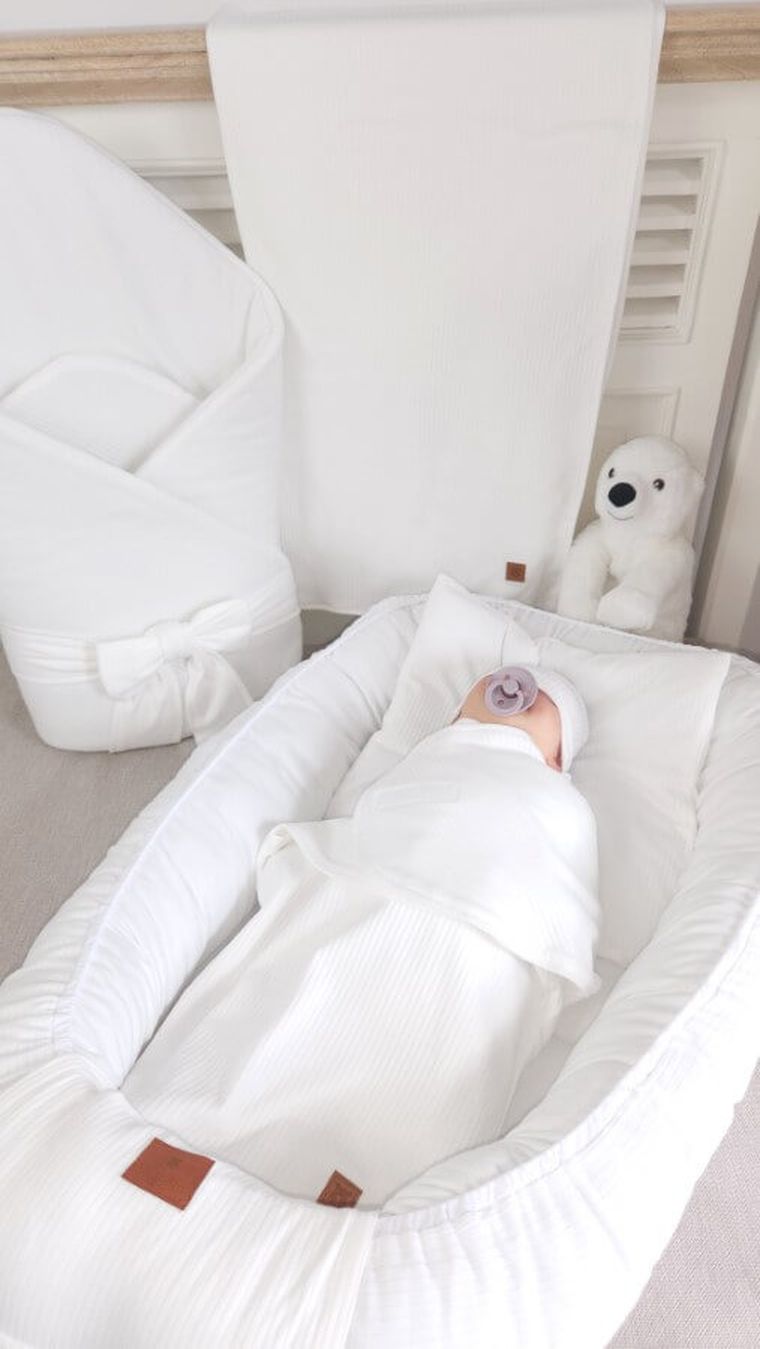 MimiNu, Soft, rożek niemowlęcy, wiązany, śmietanka, 0-3m