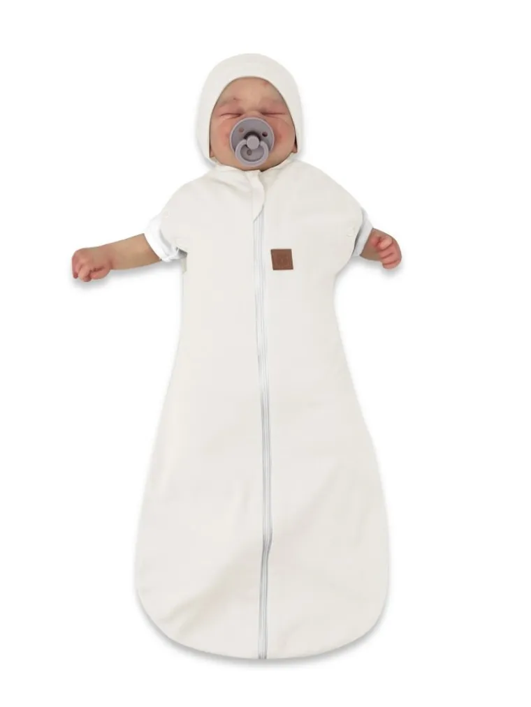 MimiNu, Soft, Teddy, komplet: śpiworek + czapeczka, śmietanka, TOG 0.5, 0-3 m