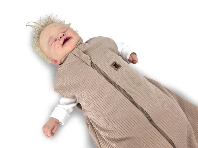 MimiNu, Soft, Teddy, śpiworek całoroczny, prążek, mokka, TOG 2.0-2.5, 3-12m