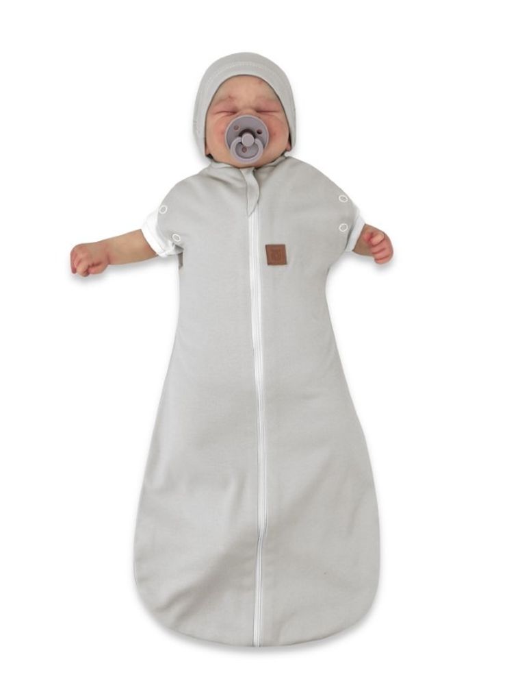 MimiNu, Soft, Teddy, zestaw: śpiworek + czapeczka, szary, TOG 0.5, 0-3 m