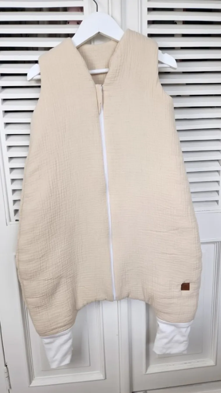 MimiNu, śpiworek z nogawkami, muślin, ciepły beż, całoroczny, TOG 2-2.5, rozmiar S, 1-2.5 l