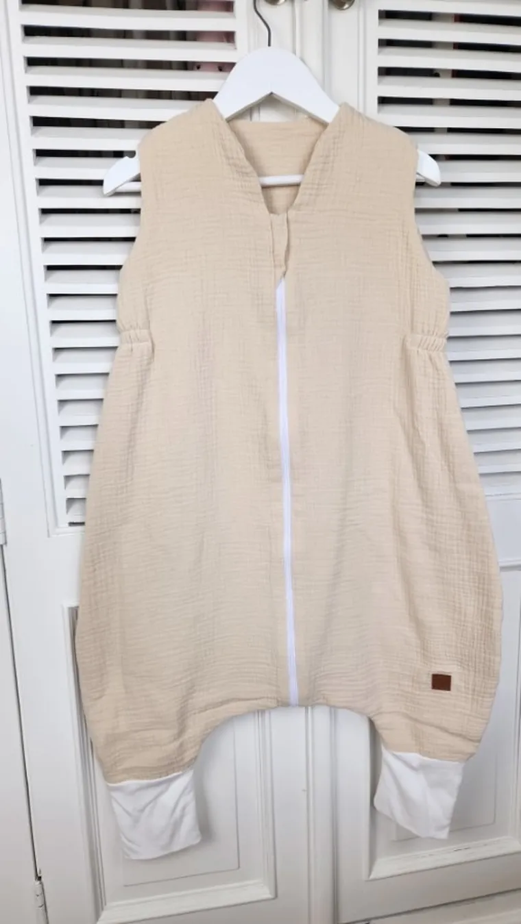 MimiNu, śpiworek z nogawkami, muślin, ciepły beż, letni, TOG 0.5, rozmiar S, 1-2.5 l