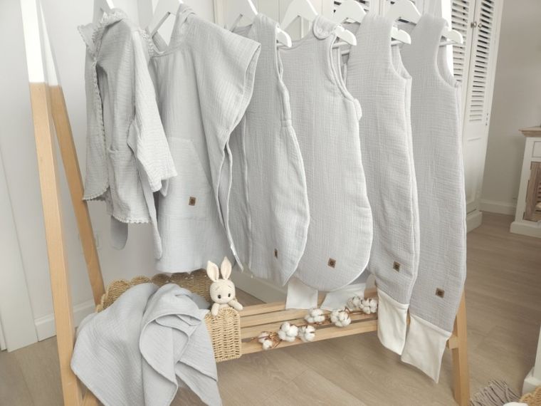 MimiNu, śpiworek z nogawkami, muślin, szary, letni, TOG 0.5, rozmiar S, 1-2.5 l