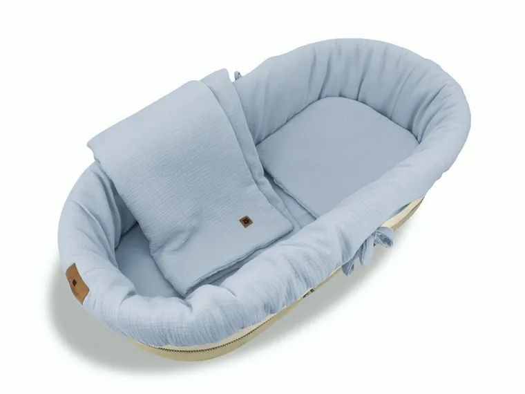 MimiNu, zestaw do gondoli, kosza Mojżesza, muślin, jeans