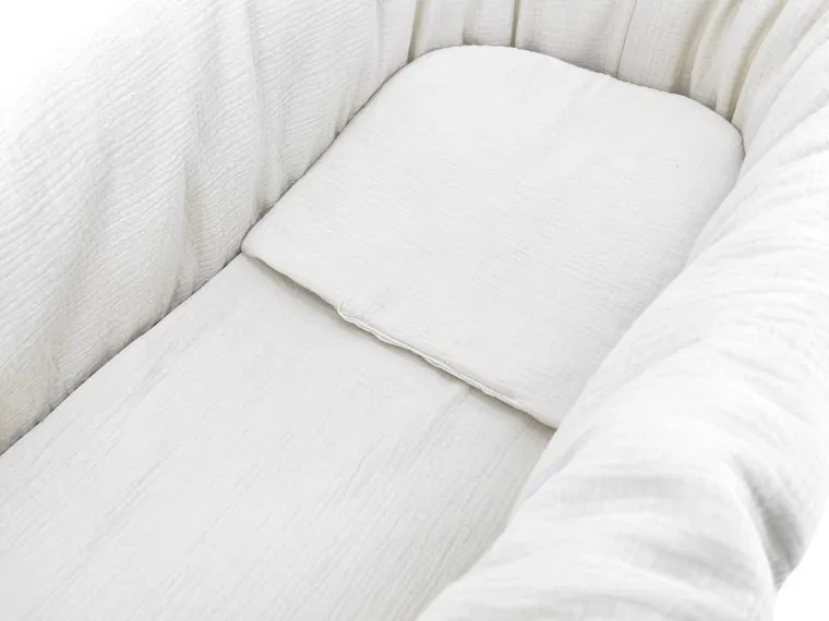 MimiNu, zestaw do gondoli, kosza Mojżesza, muślin, śmietanka