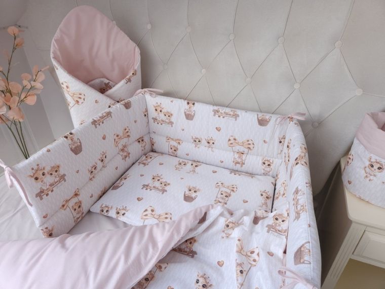 MimiNu, Żyrafka, komplet pościeli 2-częściowej, bawełna, beż, 120-90 cm