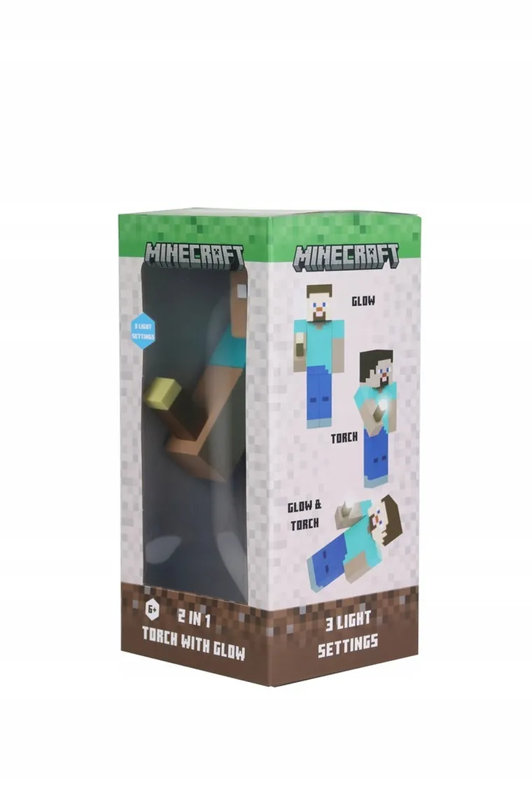Minecraft, Steve, lampka nocna, latarka, 26 cm