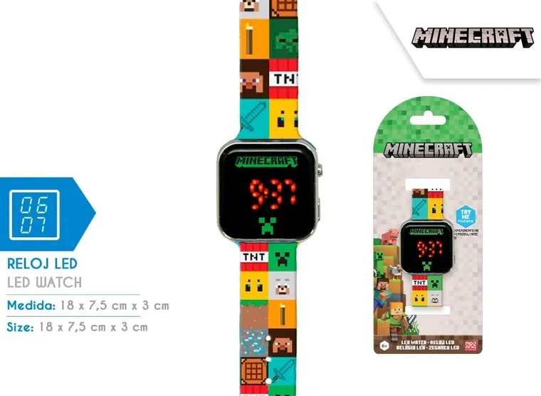 Minecraft, zegarek LED z kalendarzem