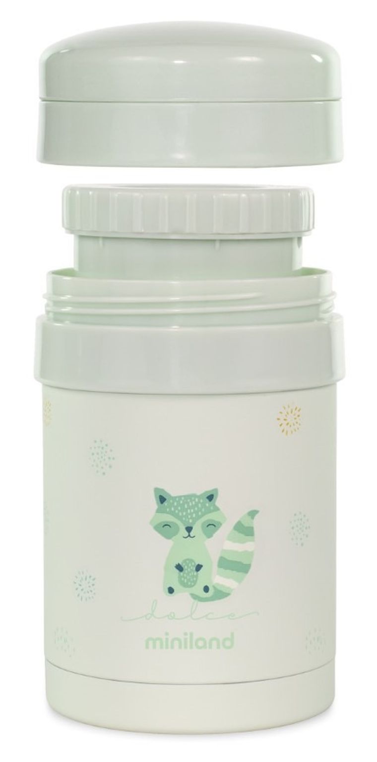 Miniland, Dolce, termos na jedzenie z 2 pojemnikami hermetycznymi, miętowy, 700 ml