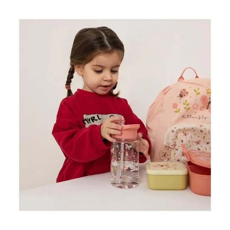 Miniland, Drea mland, kubek ze słomką, motyle, 450 ml