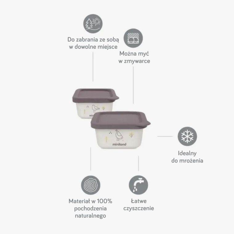 Miniland, Ptaszek, ECO-friendly, pojemniki hermetyczne, 2-400 ml