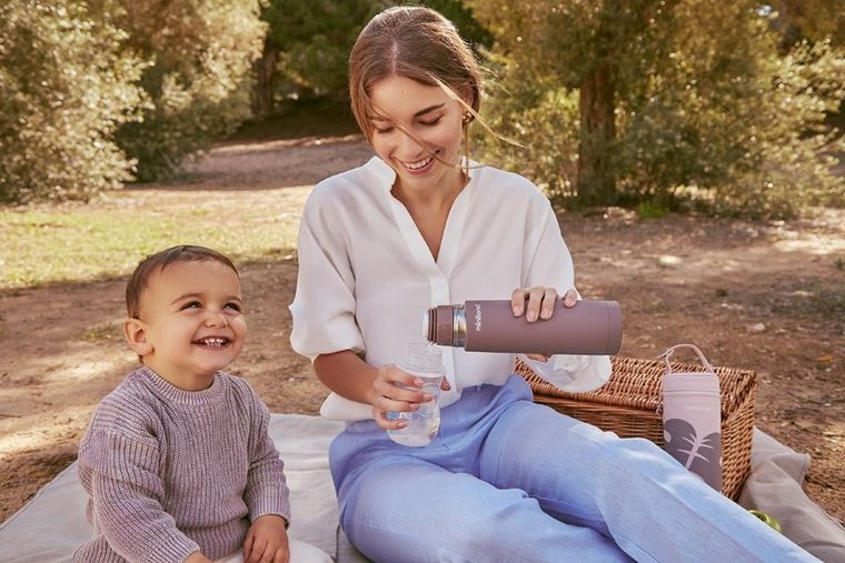 Miniland, Terra, Kwiaty, butelka termiczna, śliwkowa, 500 ml