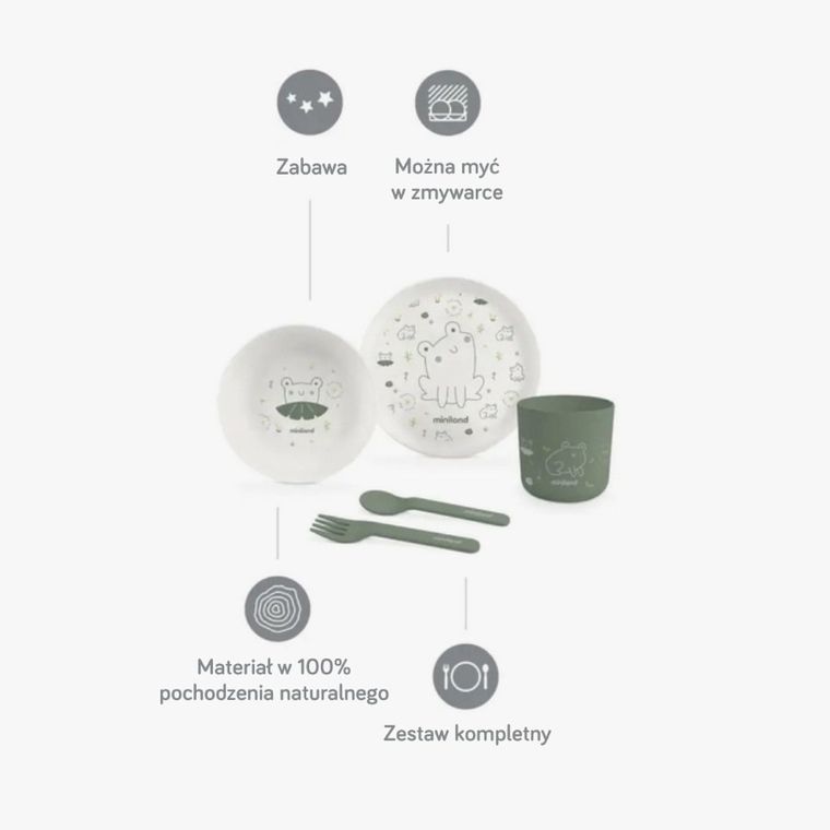 Miniland, Żabka, ECO-friendly, zestaw do karmienia, 5 szt.