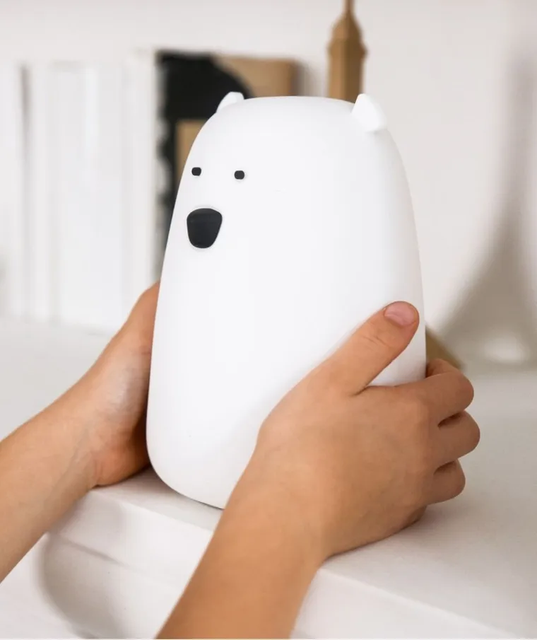 Miś, lampka silikonowa z pilotem, duża, biała