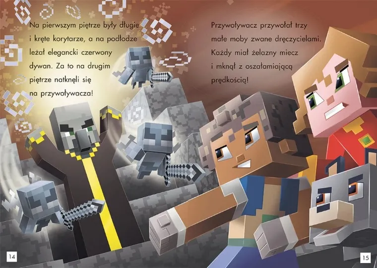 Moby w leśnym dworze. Tryb czytania. Minecraft