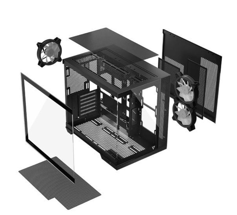 Modecom, Volcano Panorama APEX ARGB 3F Midi, obudowa komputerowa, szara