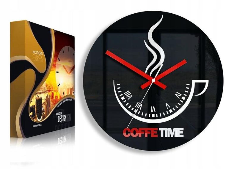 Modern Clock, zegar ścienny, coffee time II, black