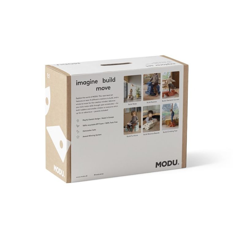 Modu, Explorer Set, kreatywne klocki rozwijające motorykę dużą, z funkcją jeździka, pomarańczowy