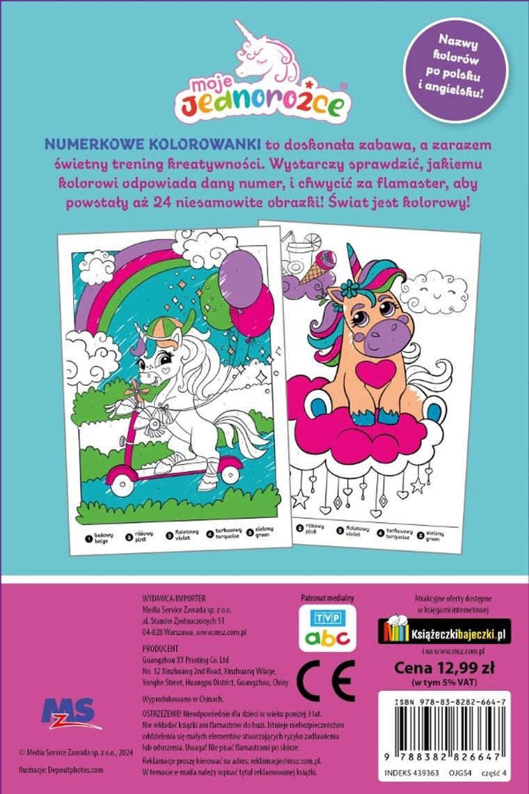 Moje Jednorożce. Numerkowe kolorowanki. Część 4