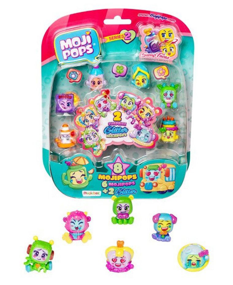 MojiPops, zestaw 8 figurek + 2 glitter