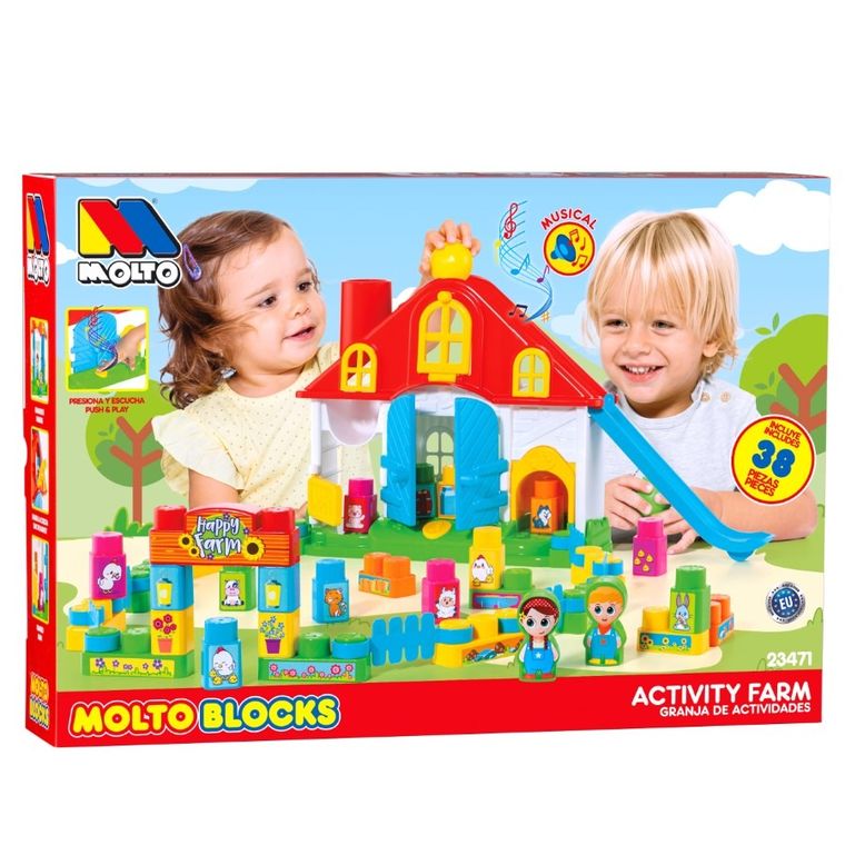 Molto, farma, klocki + naklejki samoprzylepne, 30 elementów
