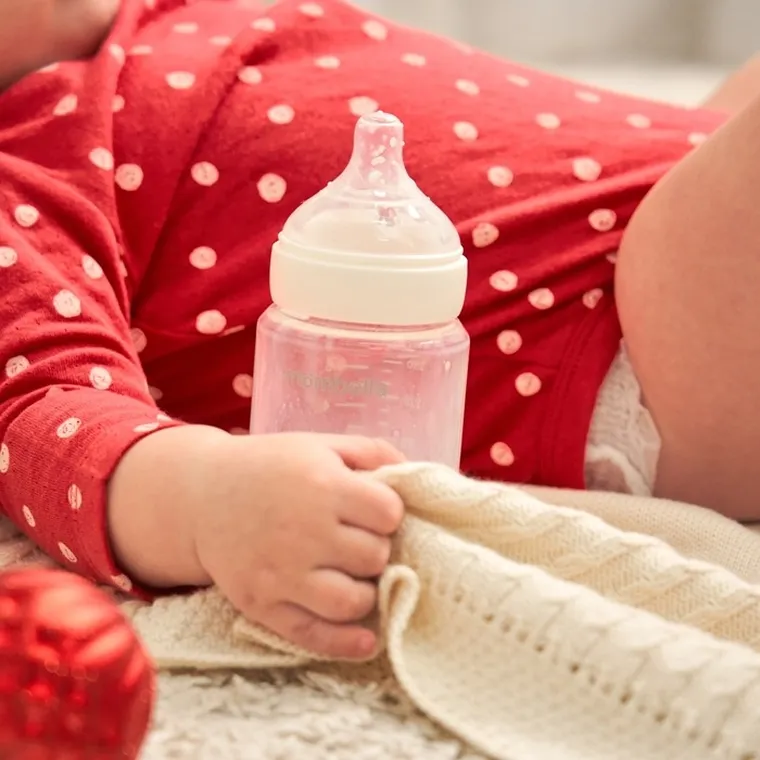 Mombella, Classic, szklana butelka dla niemowlaka, antykolkowa, 3-6m